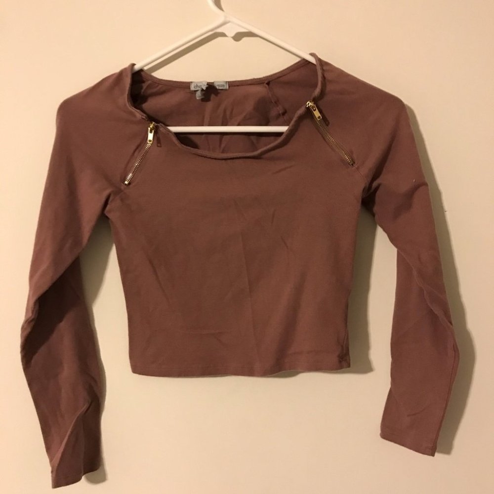 ✨ Charlotte Russe Crop Top Zipper Mauve Pink - Picture 1 of 2